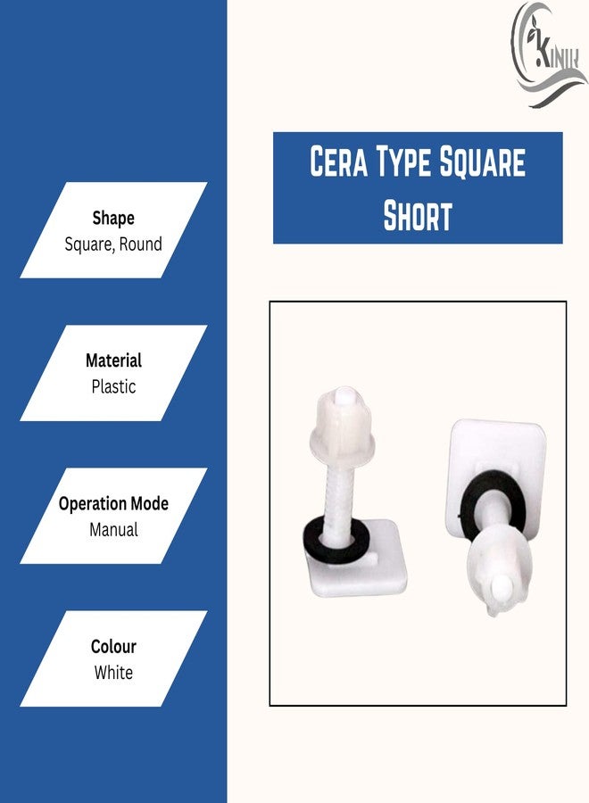 KINIK Plastic Toilet Seat Cover Hinges | CERA Type Round & Square Short Clamp | WC Seat Replacement Hinges (1 Pair) - Image 3